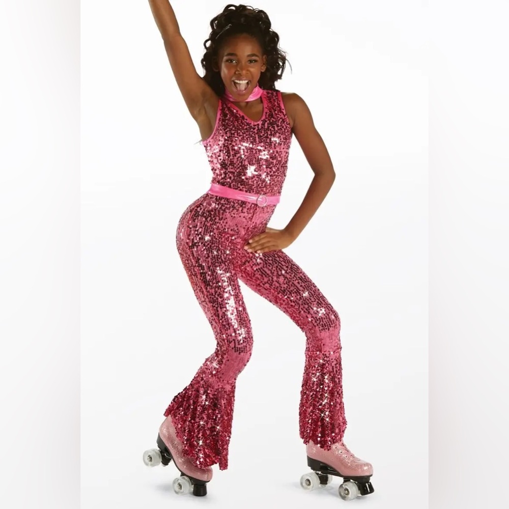 Weissman “Skate” Pink Sequin Jumpsuit